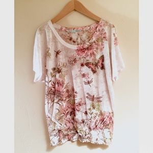 Sheer Patterned Butterfly Tee